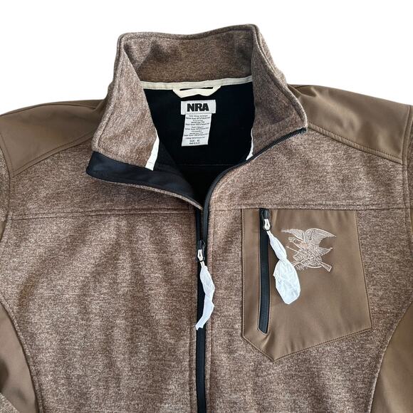 NEW NRA Soft Shell Fleece Jacket Men's XL Brown Performance Eagle Logo Full Zip - Picture 6 of 9